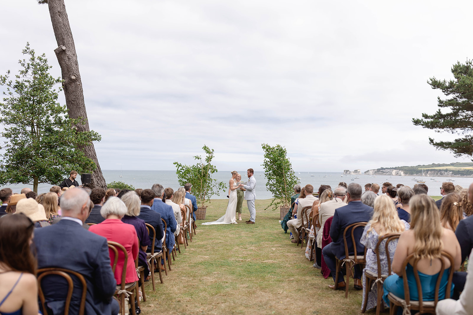 Outdoor ceremony overlooking Studland Bay