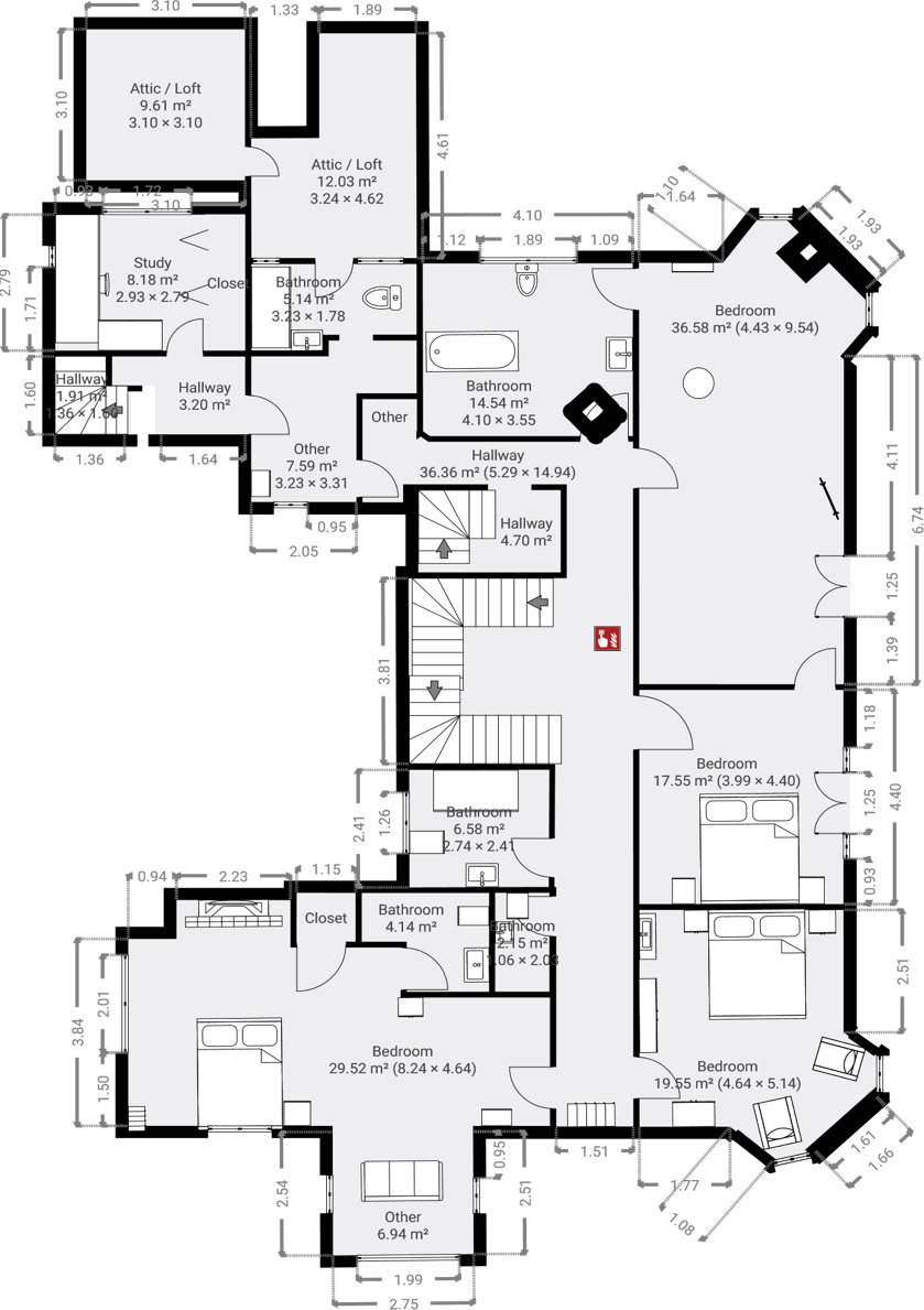First Floor plan of Studland Bay House