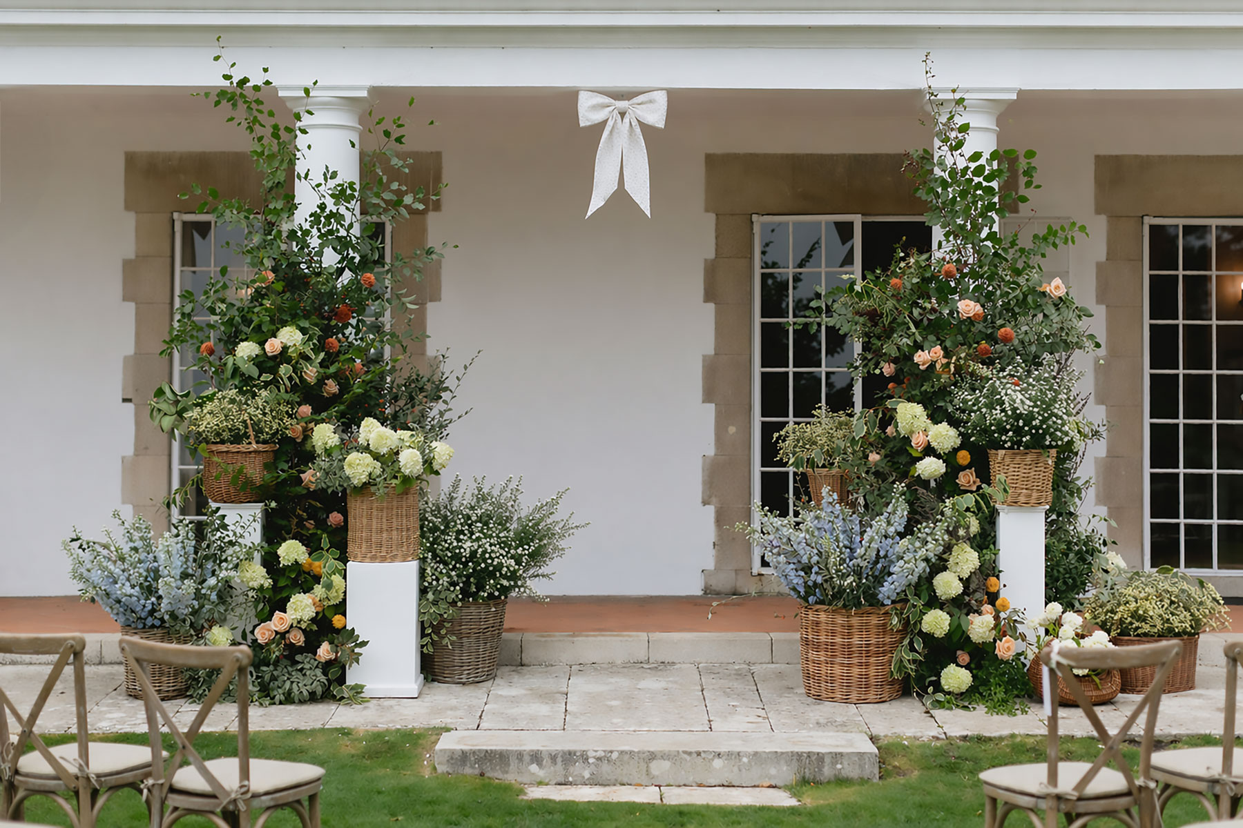 Floral wedding entrance at Studland Bay House